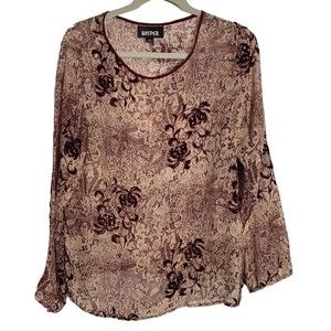 Kasper Vintage Women's Size 12 Wine Red Sheer Top Silk Blend Blouse